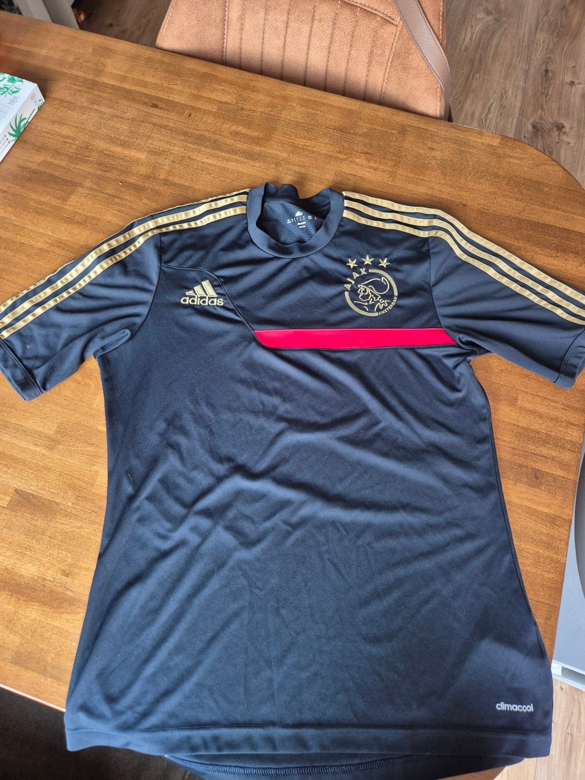 Ajax Adidas trainingsshirt - Zwart/Goud, Maat 48/50 (M), Zwart, Ophalen of Verzenden, Zo goed als nieuw