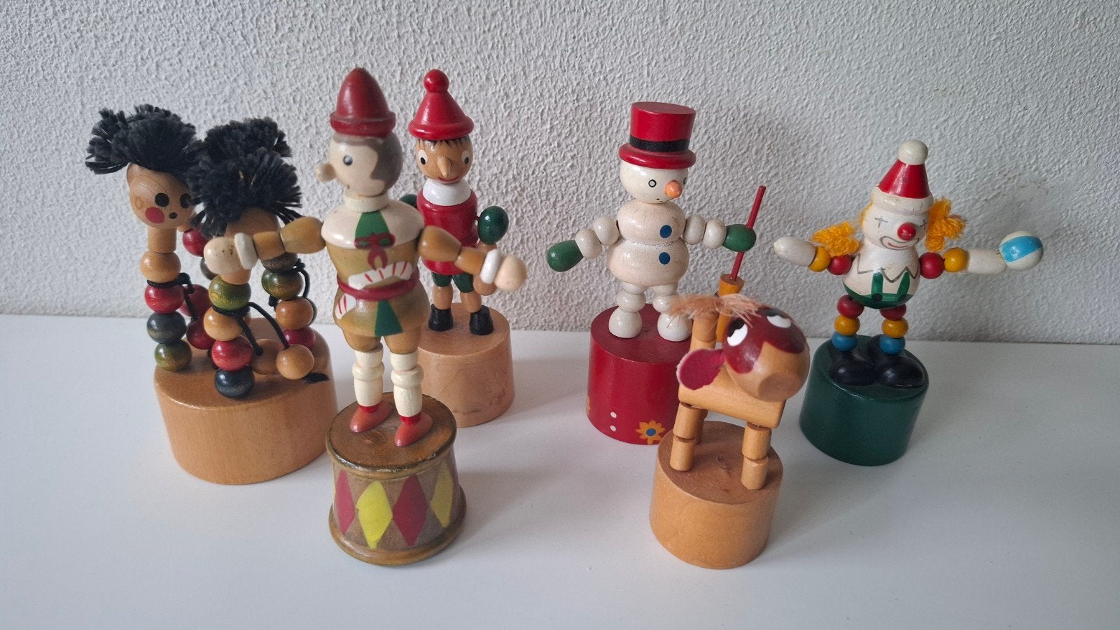 Set van 6 houten duw- en trekspeeltjes - push puppets, Kinderen en Baby's, Speelgoed | Houten speelgoed, Ophalen of Verzenden
