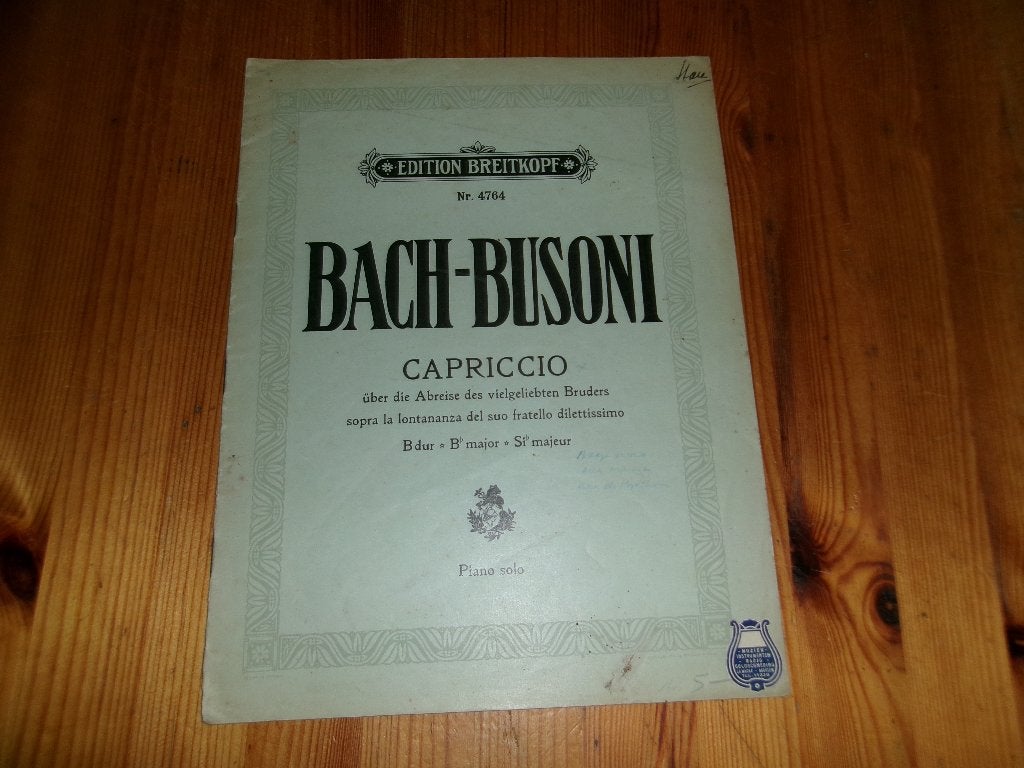 Bach-Busoni - Capriccio B dur, Gebruikt, Klassiek, Ophalen of Verzenden, Artiest of Componist