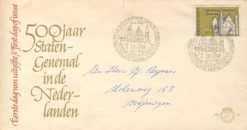 Eerstedagenvelop Nederland Nr. E 62., Postzegels en Munten, Ophalen of Verzenden, Beschreven, Nederland