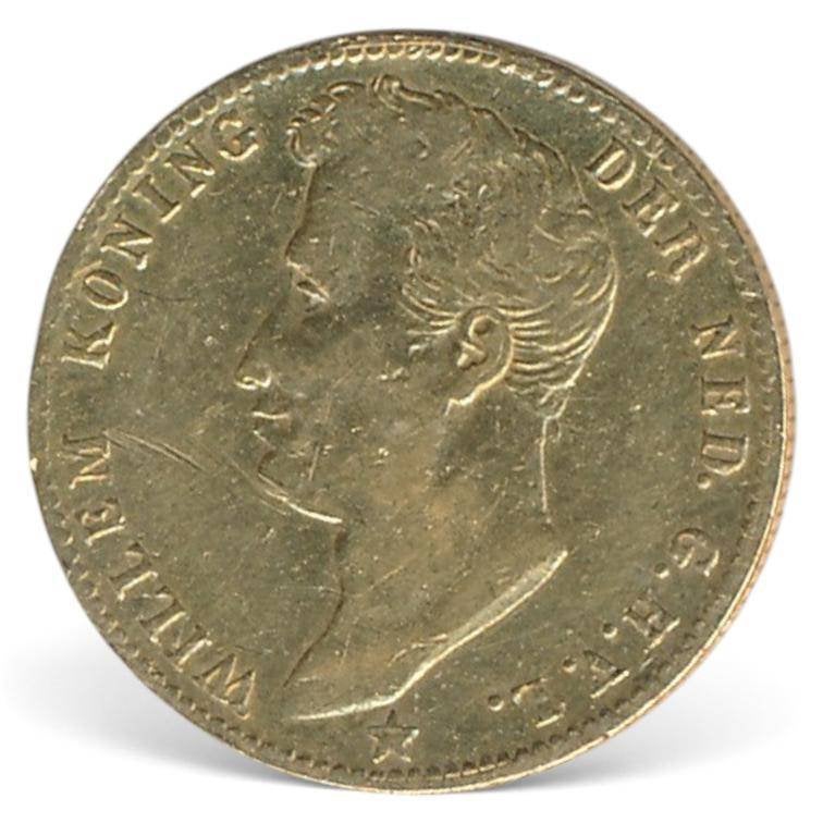 Nederland 5 Gulden 1827 Brussel Willem 1 (Fraai), Ophalen of Verzenden, Goud