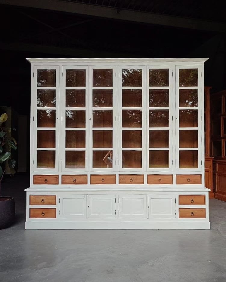 Geweldige antieke winkelkast | Apothekerskast teakhout #0499, Glas, Gebruikt, Met deur(en), -