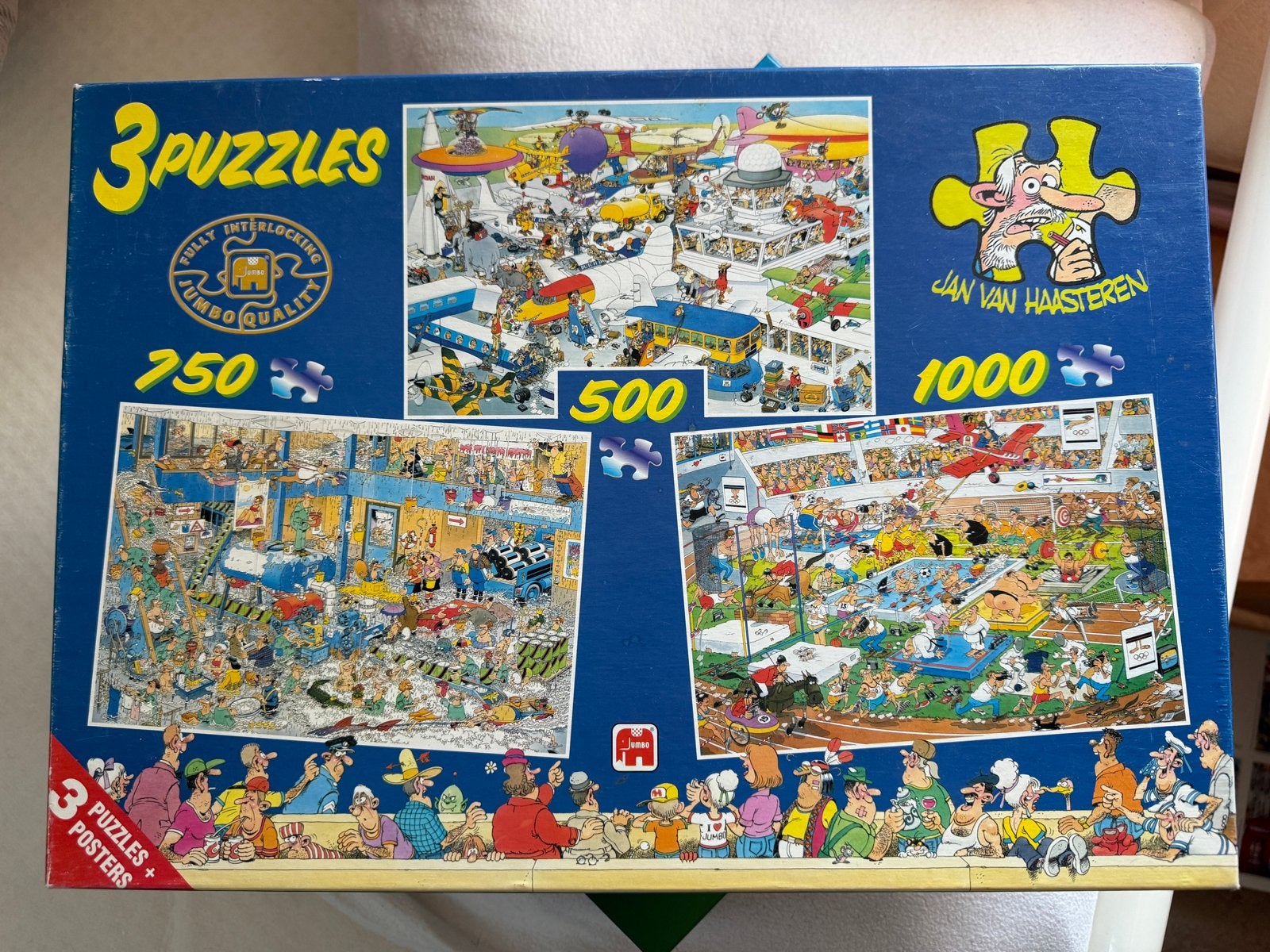 Jan van Haasteren 3 Puzzels (750, 500, 1000 stukjes), Ophalen of Verzenden, 500 t/m 1500 stukjes, Zo goed als nieuw, Legpuzzel
