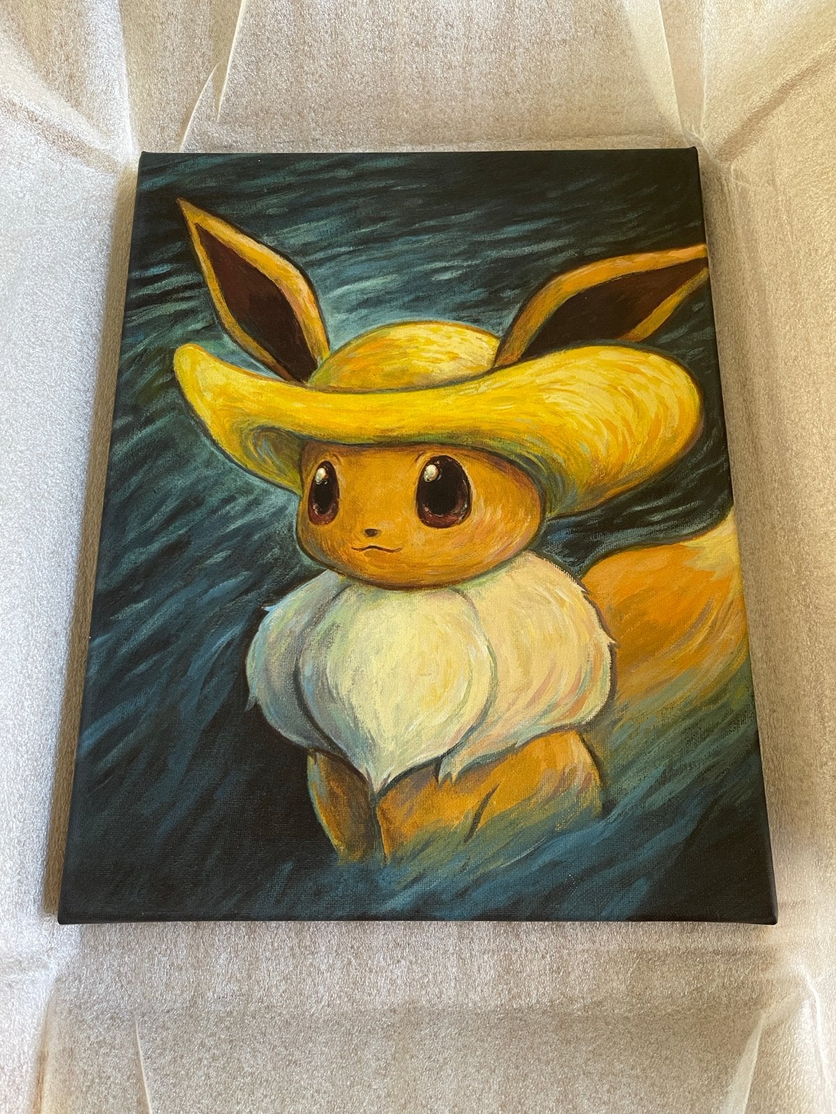 Eevee van Gogh Canvas 35x45 - Officieel, Giclée, Ophalen of Verzenden, Echtheidscertificaat, Stripfiguren/cartoons