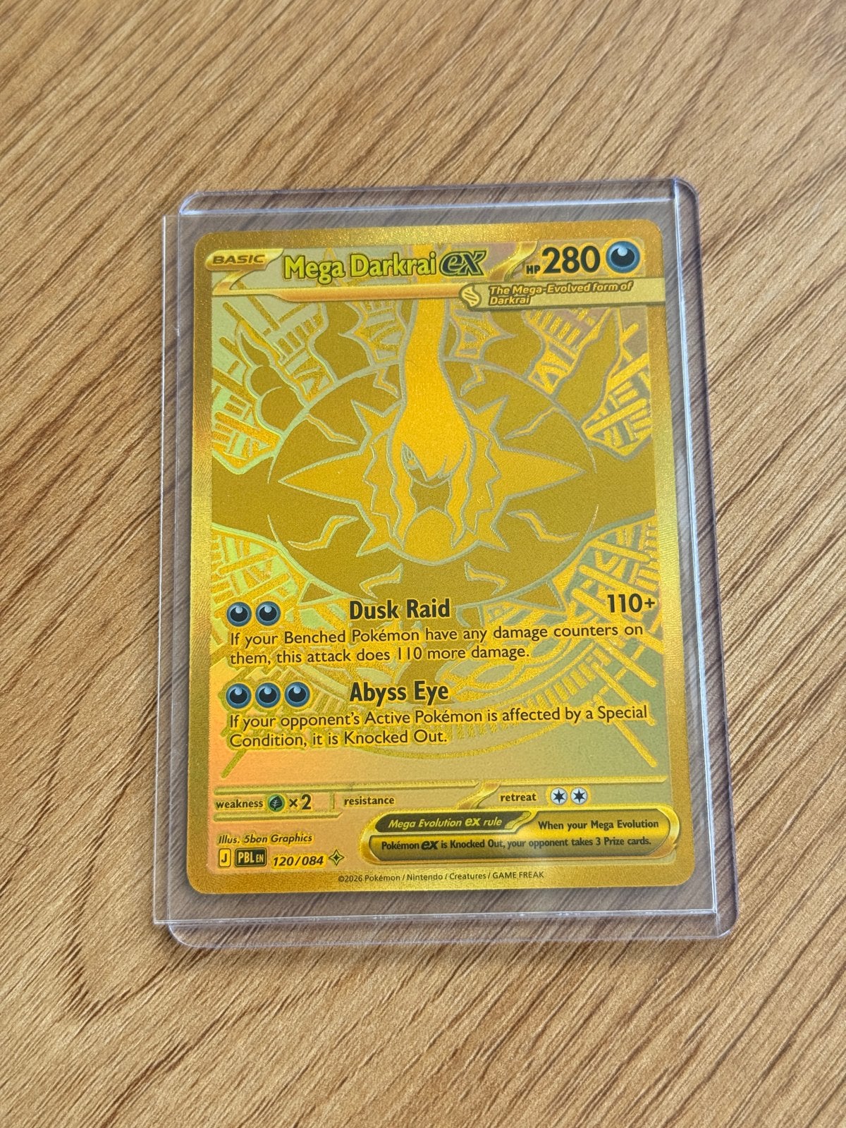 Mega Darkrai EX Pokémon kaart - Gouden Foil, Ophalen of Verzenden, Zo goed als nieuw, Losse kaart, Foil