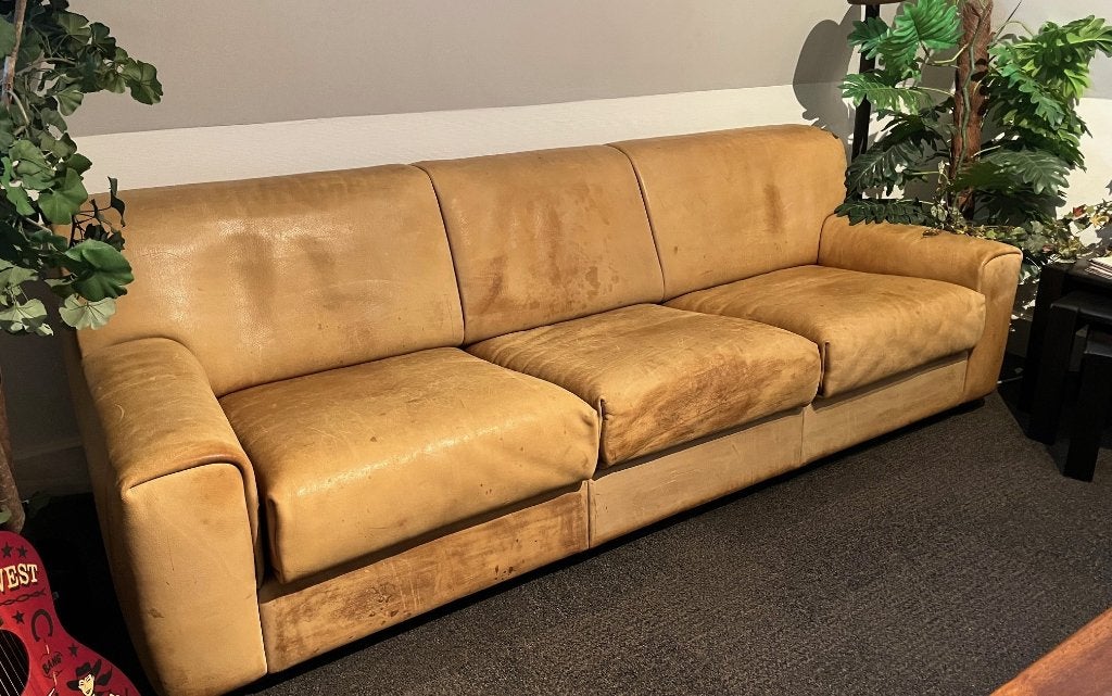Grote vintage design bank van De Sede, Ophalen, Gebruikt, Minder dan 75 cm, Vintage