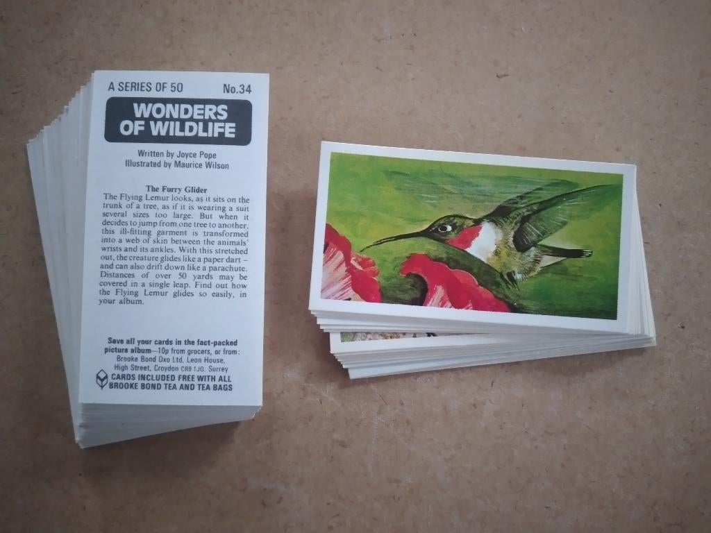 Wonders of Wildlife complete set 50 tea cards Brooke Bond, Ophalen, Gebruikt