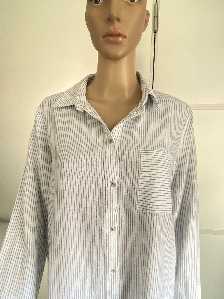 K258 Expresso mt. 38/40=M lange blouse kort jurkje wit/blauw, Maat 38/40 (M), Expresso, Wit, Ophalen of Verzenden