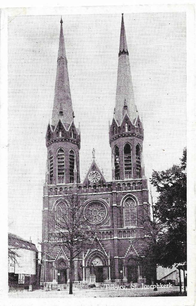 AK Tilburg - St. Josephkerk, De Heuvelse kerk., Verzenden, 1940 tot 1960, Gelopen, Noord-Brabant