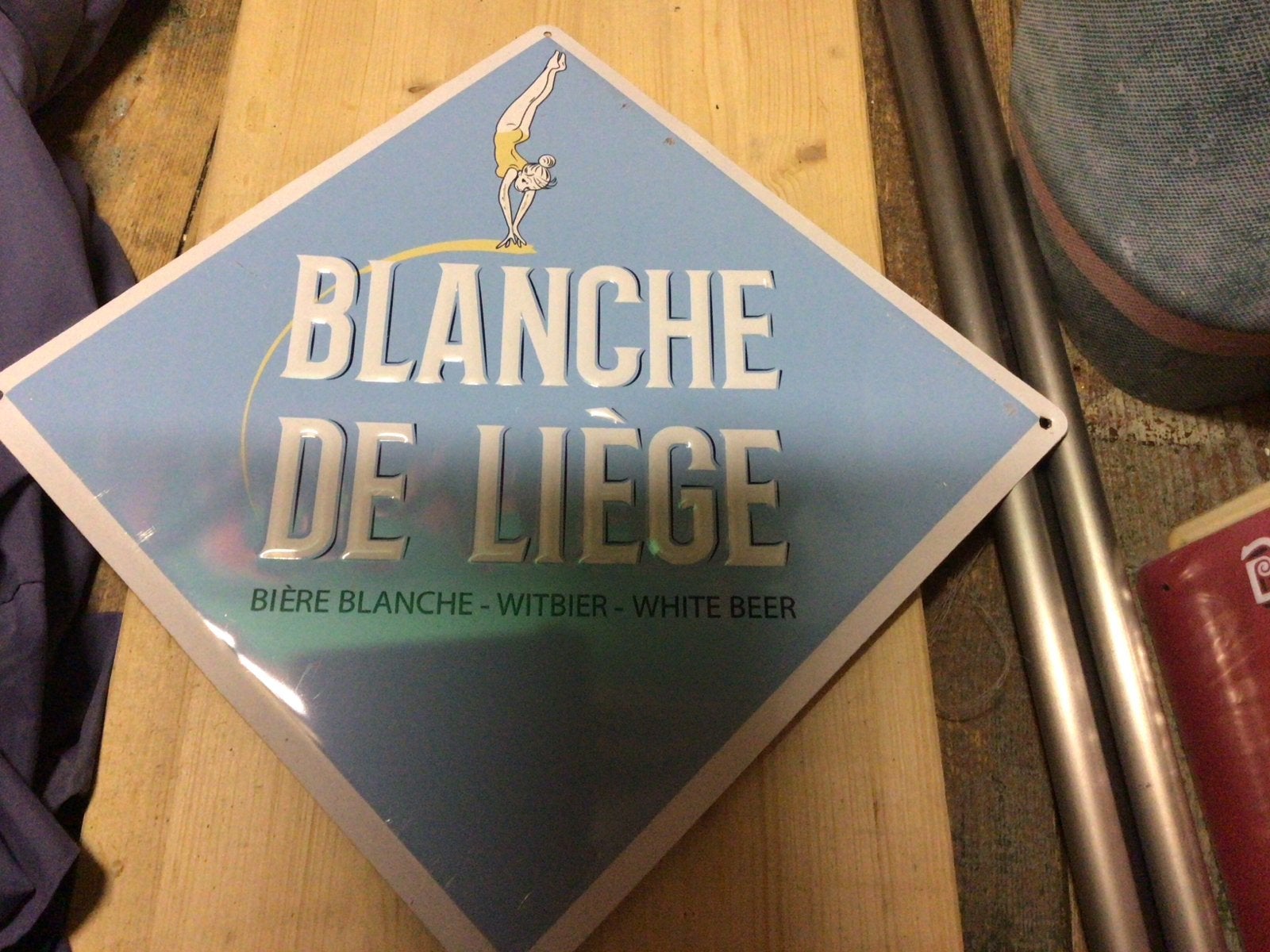 Blanche de Liège Reclamebord - Vintage Bierbord, Ophalen of Verzenden, Gebruikt