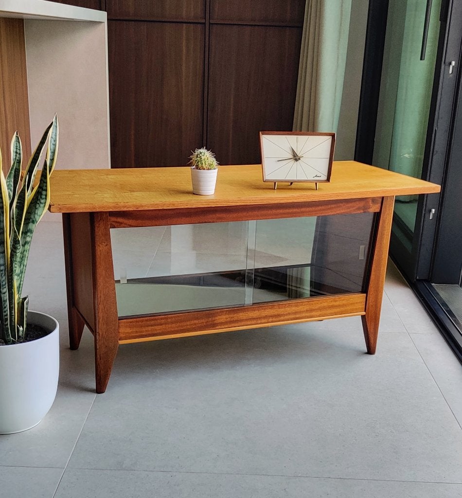 Prachtig vintage TV-meubel / salontafel, Ophalen, 100 tot 150 cm, Zo goed als nieuw, Midcentury