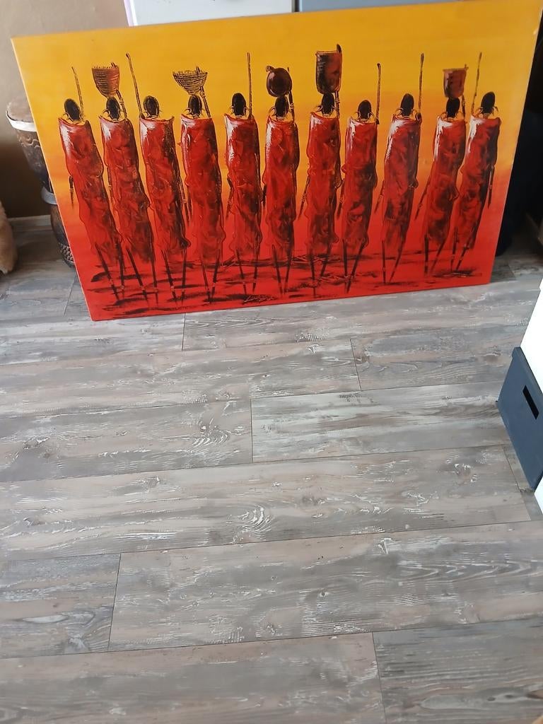 Schilderij "Background Sunset" - Afrikaanse figuren, Ophalen