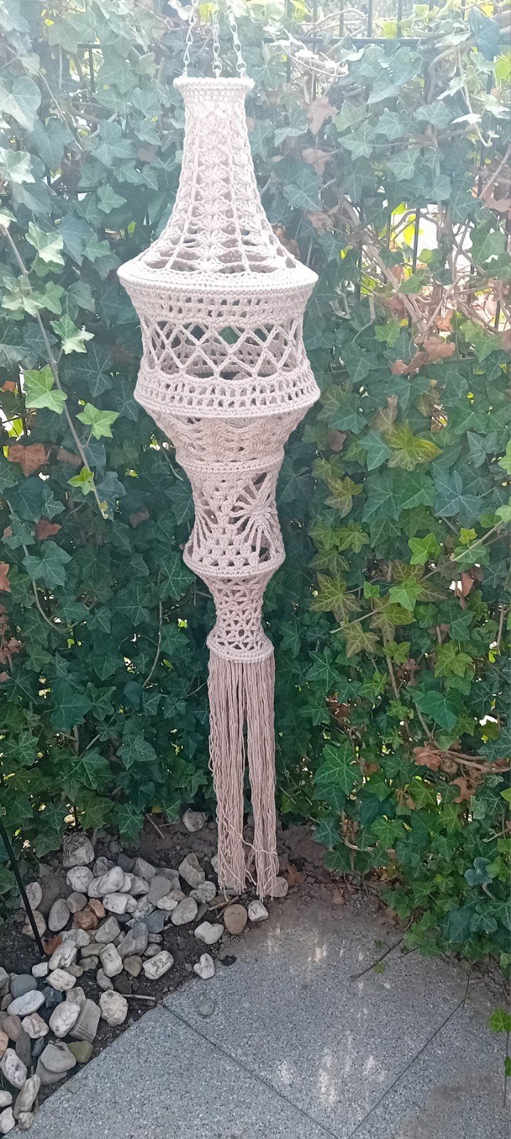 nieuwe handmade beige Ibiza style lamp 150 cm, Ophalen of Verzenden, Nieuw, Natuurlijk materiaal, Ibiza  / Bohemian  style