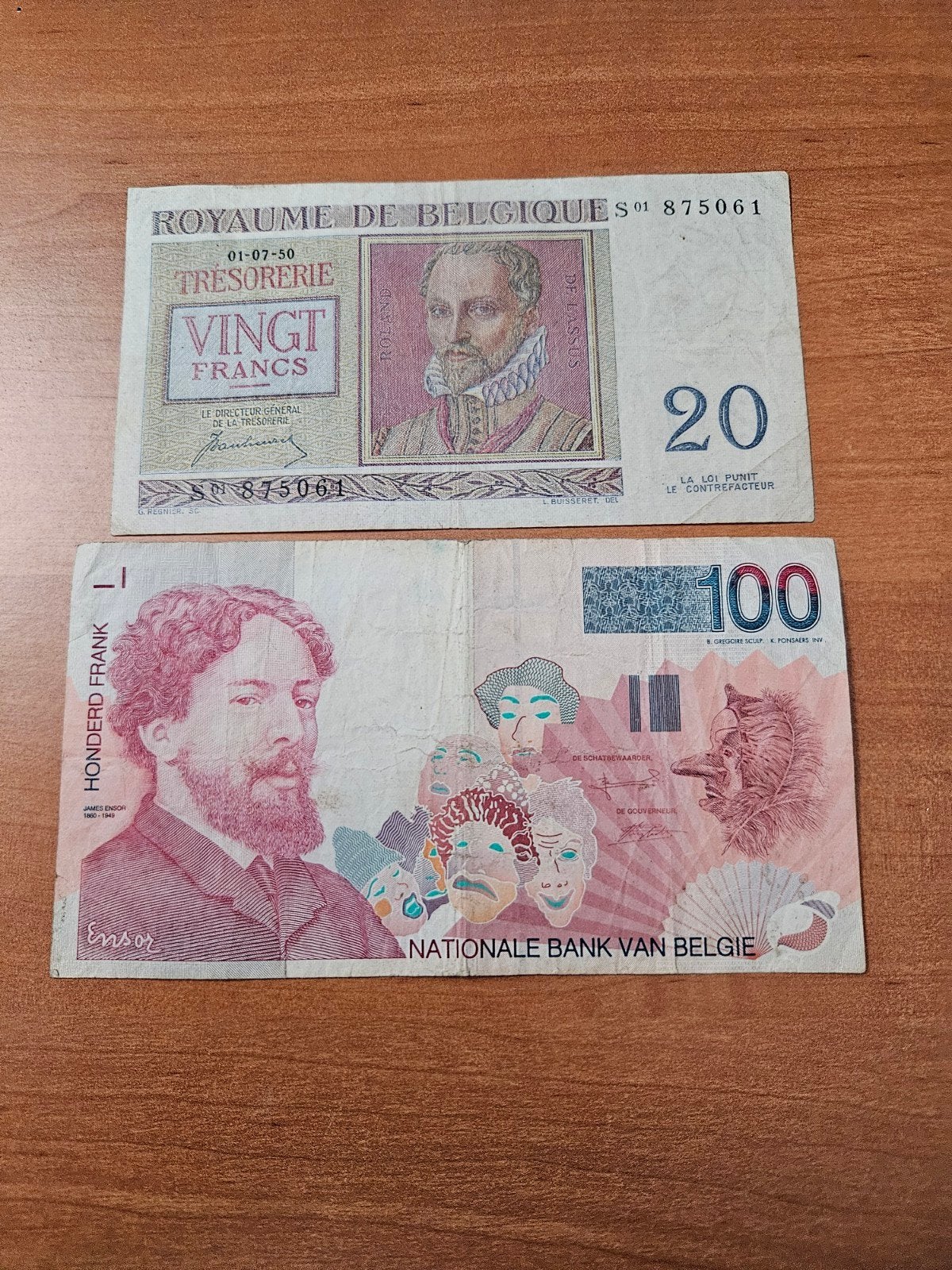 20 en 100 francs België set, Ophalen of Verzenden, 100 gulden, Setje