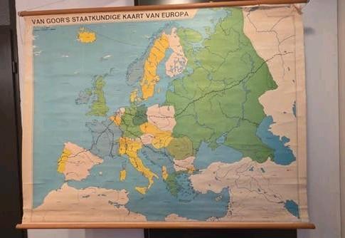 Vintage Van Goor schoolkaart Europa | Oude wandkaart | Re, Antiek en Kunst, Antiek | Schoolplaten, Ophalen of Verzenden, Aardrijkskunde
