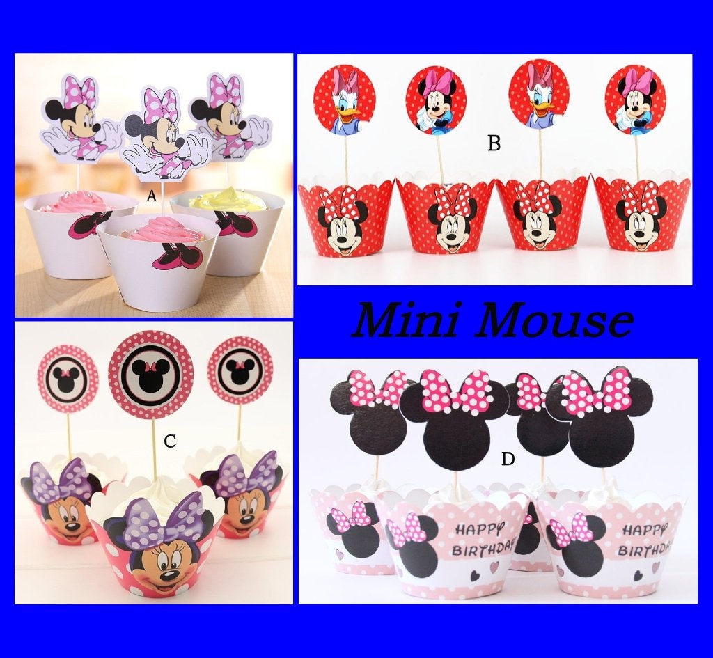 Diverse MINI MOUSE Cupcakehouders & Toppers pak/24 st, Verzenden, Nieuw, Cupcakes, Versiering