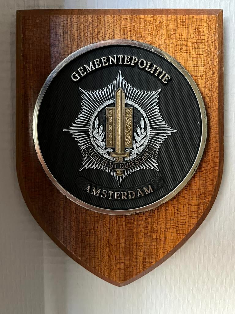 5 Schildjes politie Amsterdam Amstelland, Verzamelen, Militaria | Algemeen, Ophalen of Verzenden, Nederland, Embleem of Badge