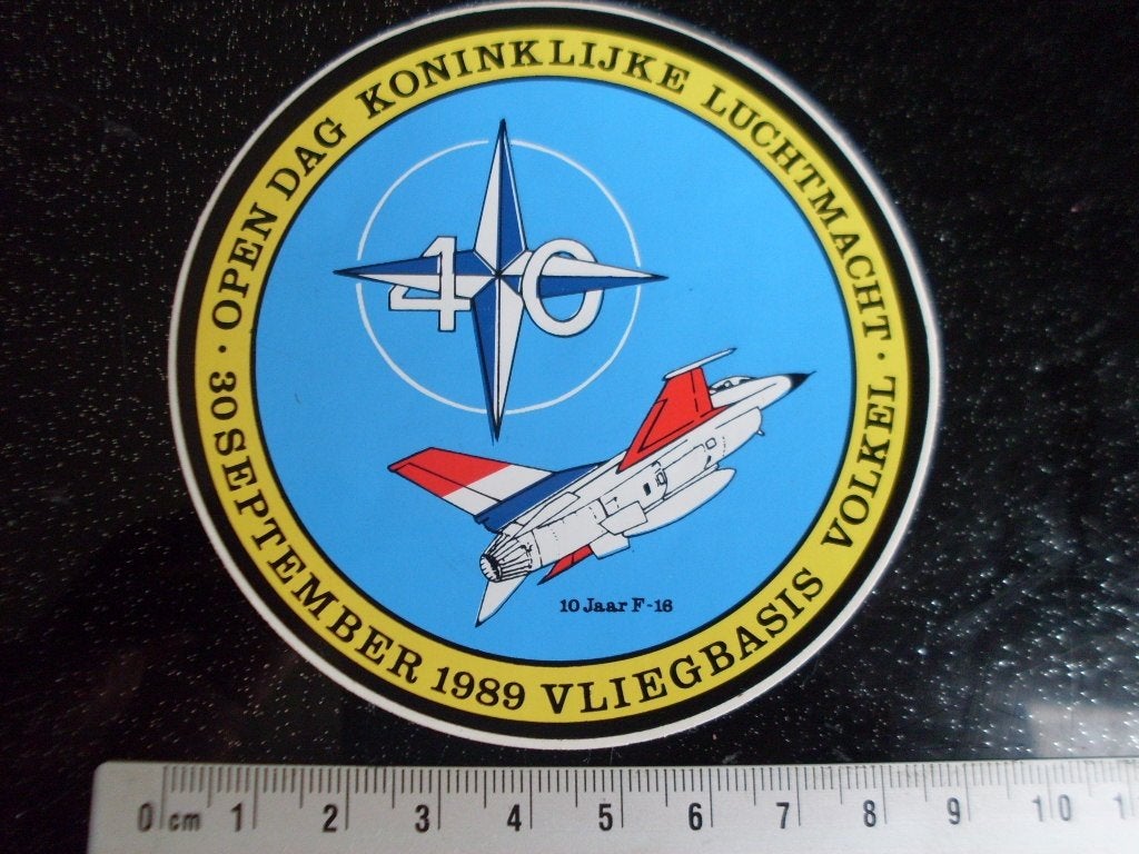 sticker open dag KLu vliegbasis volkel 1989 logo embleem 40, Verzenden, Zo goed als nieuw, Bedrijf of Vereniging