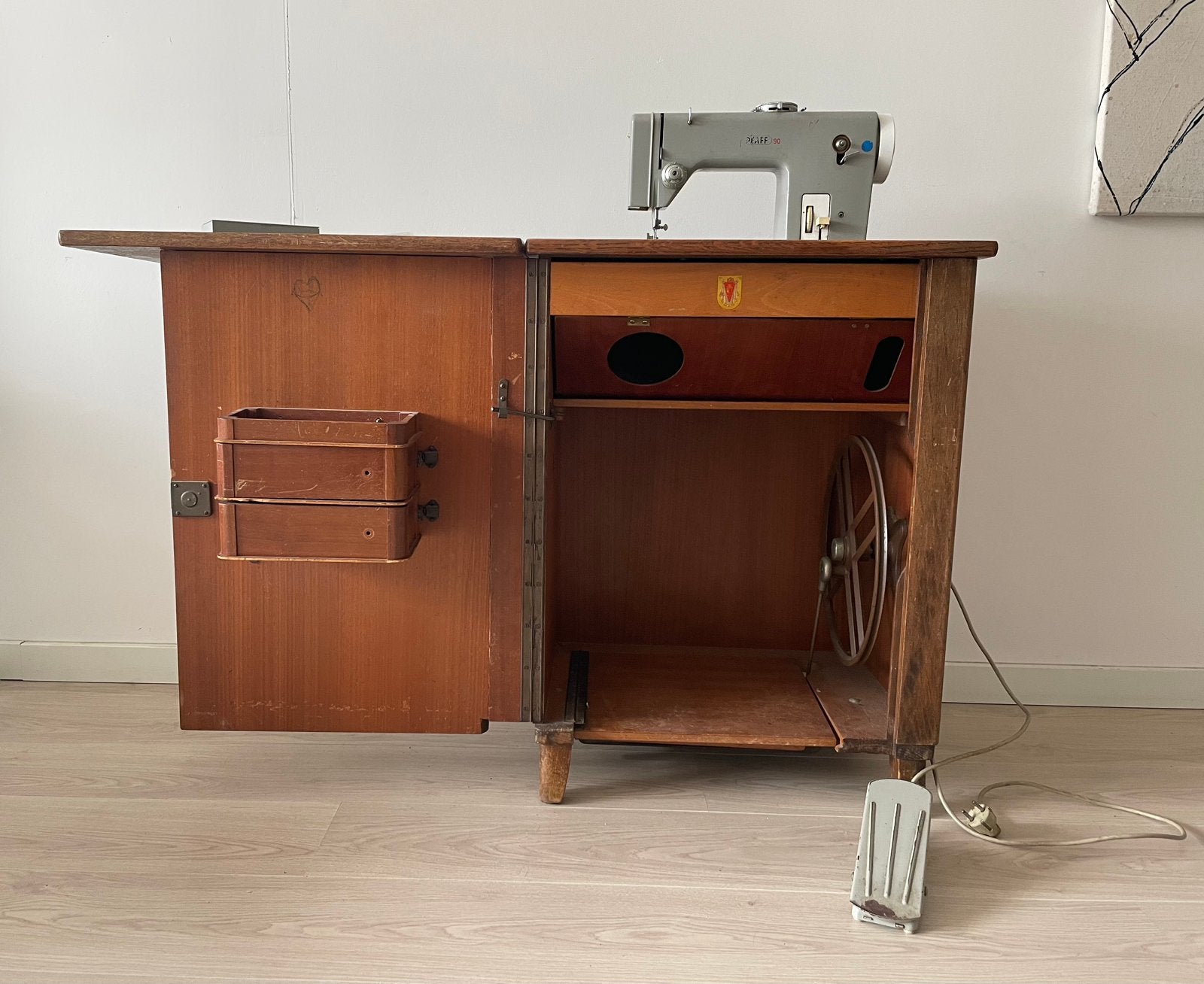 Pfaff 90 vintage naaimachine met kast, Ophalen, Gebruikt, Naaimachine, Pfaff