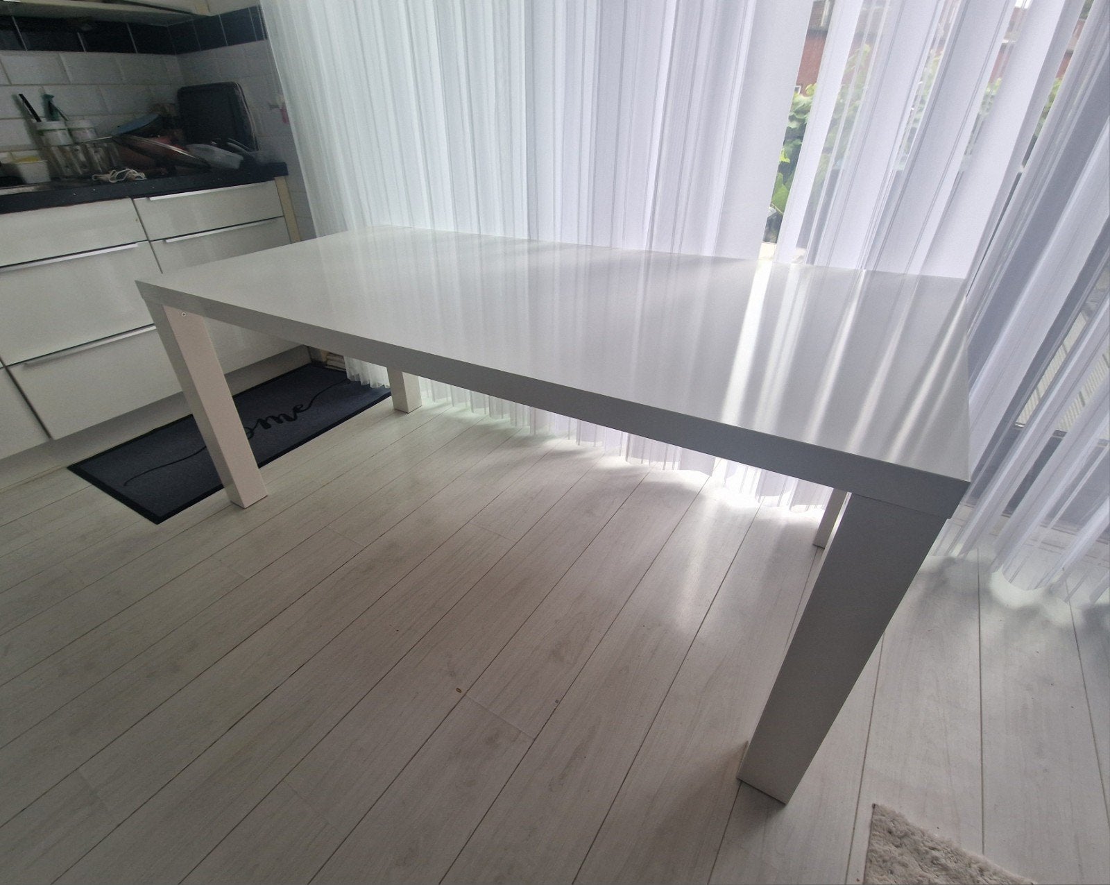 IKEA Bureau/Eettafel Hoogglans Wit 180x90 cm - Z.G.A.N., Ophalen, 50 tot 100 cm, Zo goed als nieuw, 150 tot 200 cm