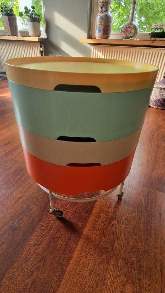 Vintage Rol- Bijzettafel met Lades IKEA 2014, Ophalen, Gebruikt