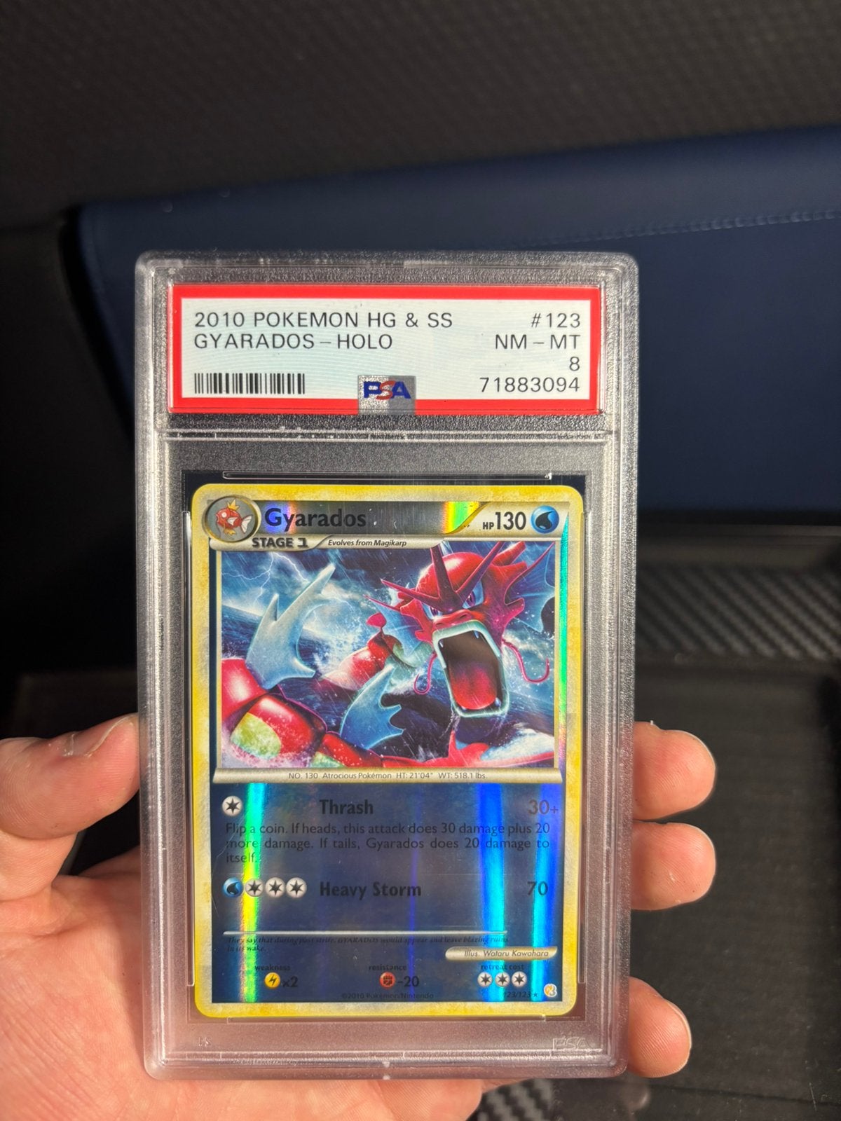 Gyarados Reverse Holo Heartgold Soulsilver psa8 #123 (error), Ophalen of Verzenden, Zo goed als nieuw