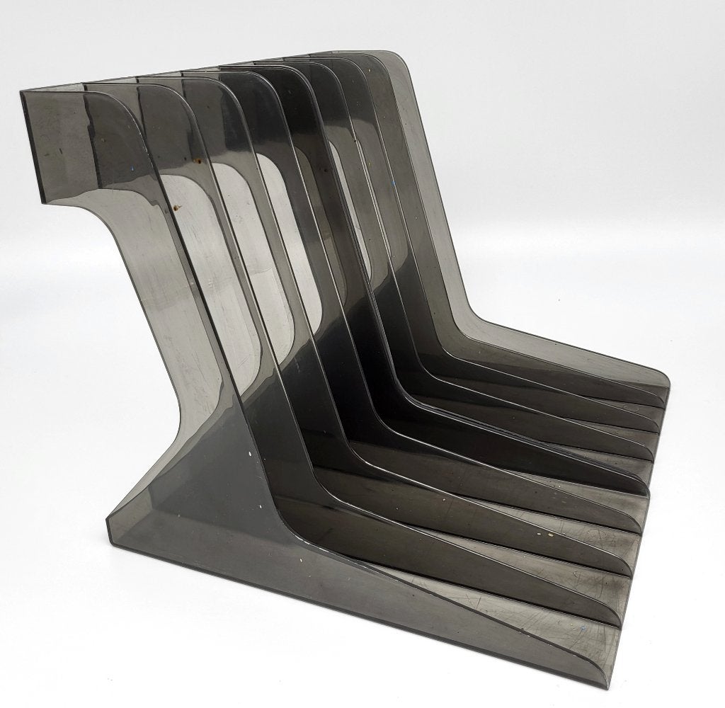 Space Age Records Holder Vinyl LP Record Stand Set Grijs, Kunststof, Gebruikt, Ophalen of Verzenden, Nvt