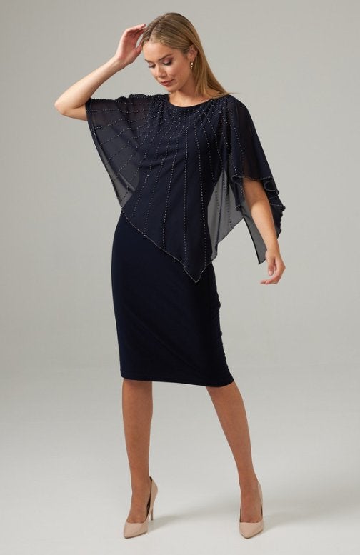 Joseph Ribkoff prachtige blauw/voile chique jurk mt 38/M