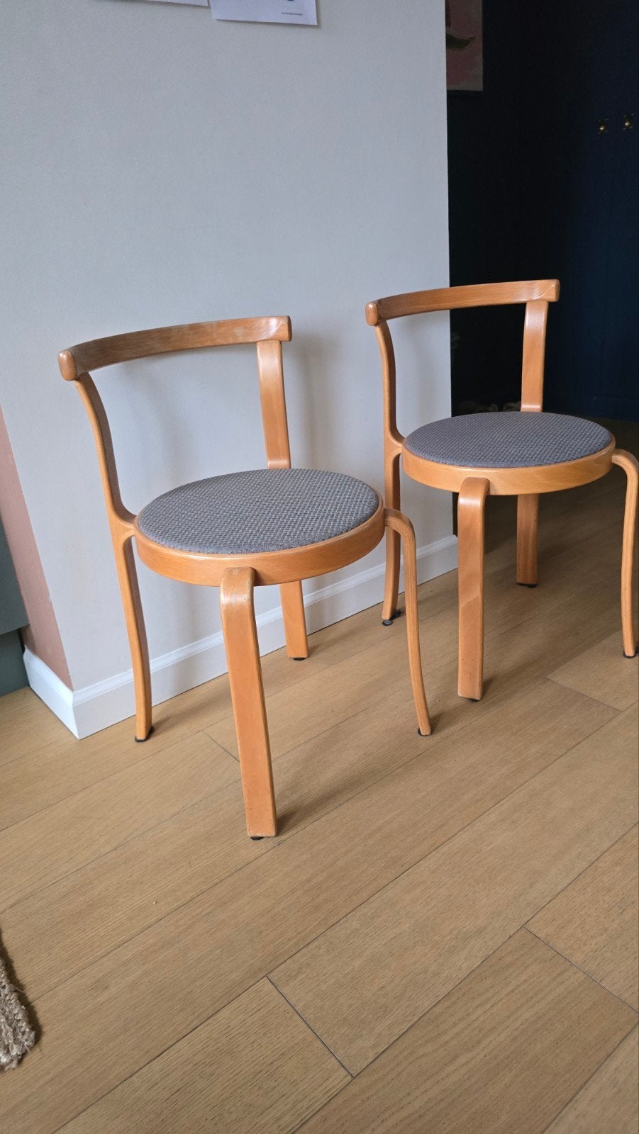2 Deense design stoelen vintage Magnus Olesen, Hout, Gebruikt, Twee, Overige kleuren