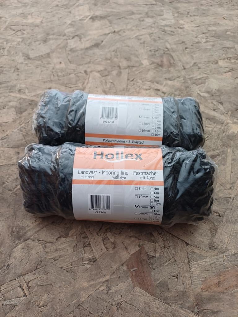Hollex Landvast 12mm 8m lang, Watersport en Boten, Ophalen of Verzenden, Nieuw, Lijn of Blok