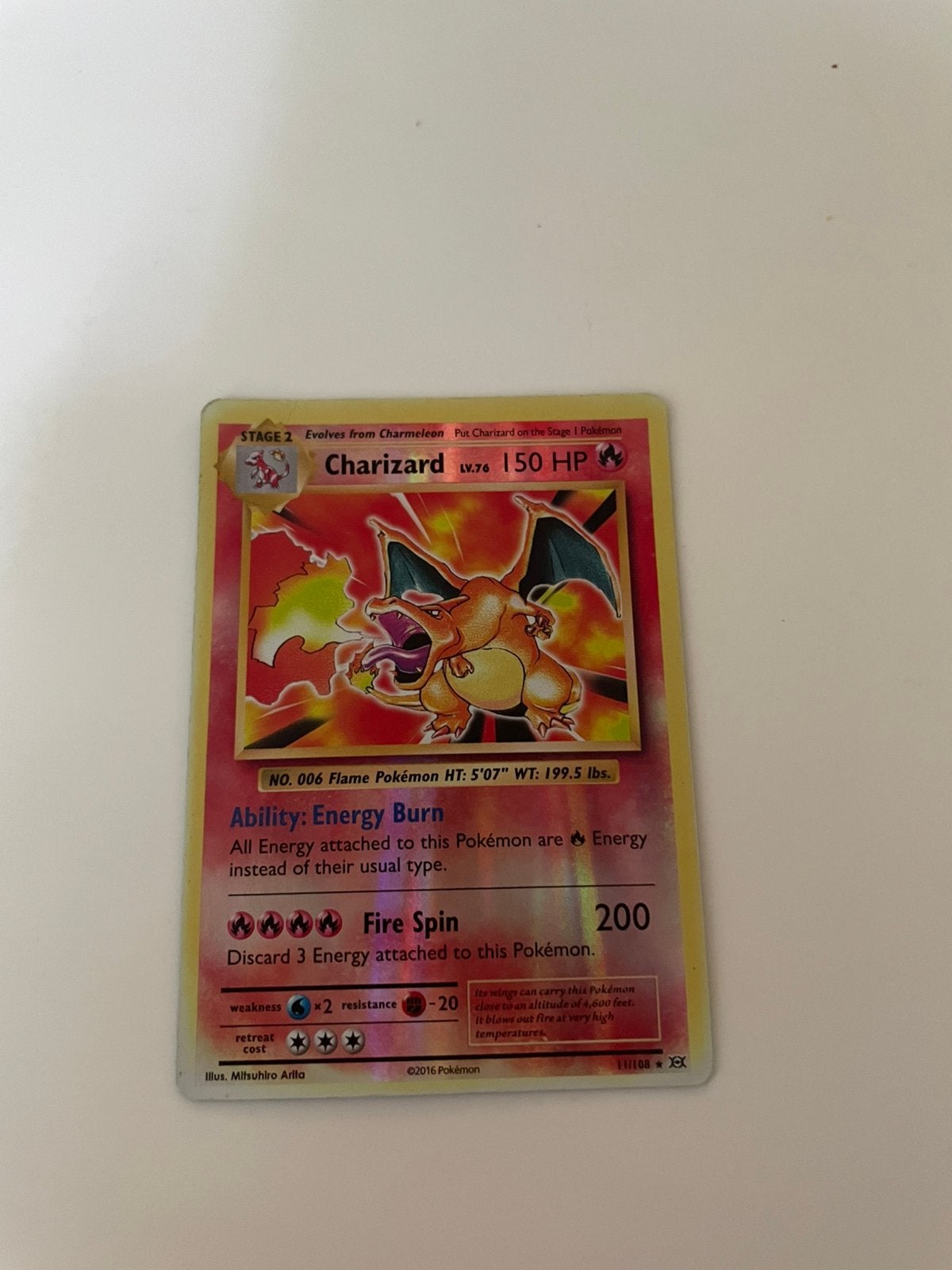 Charizard 11/108 Reverse Holo - XY Evolutions 2016, Ophalen of Verzenden, Zo goed als nieuw, Losse kaart, Foil