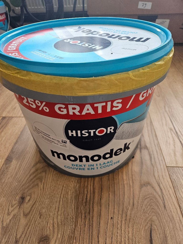12,5 liter Histor monodek verf white, Ophalen, Wit, Nieuw, Verf