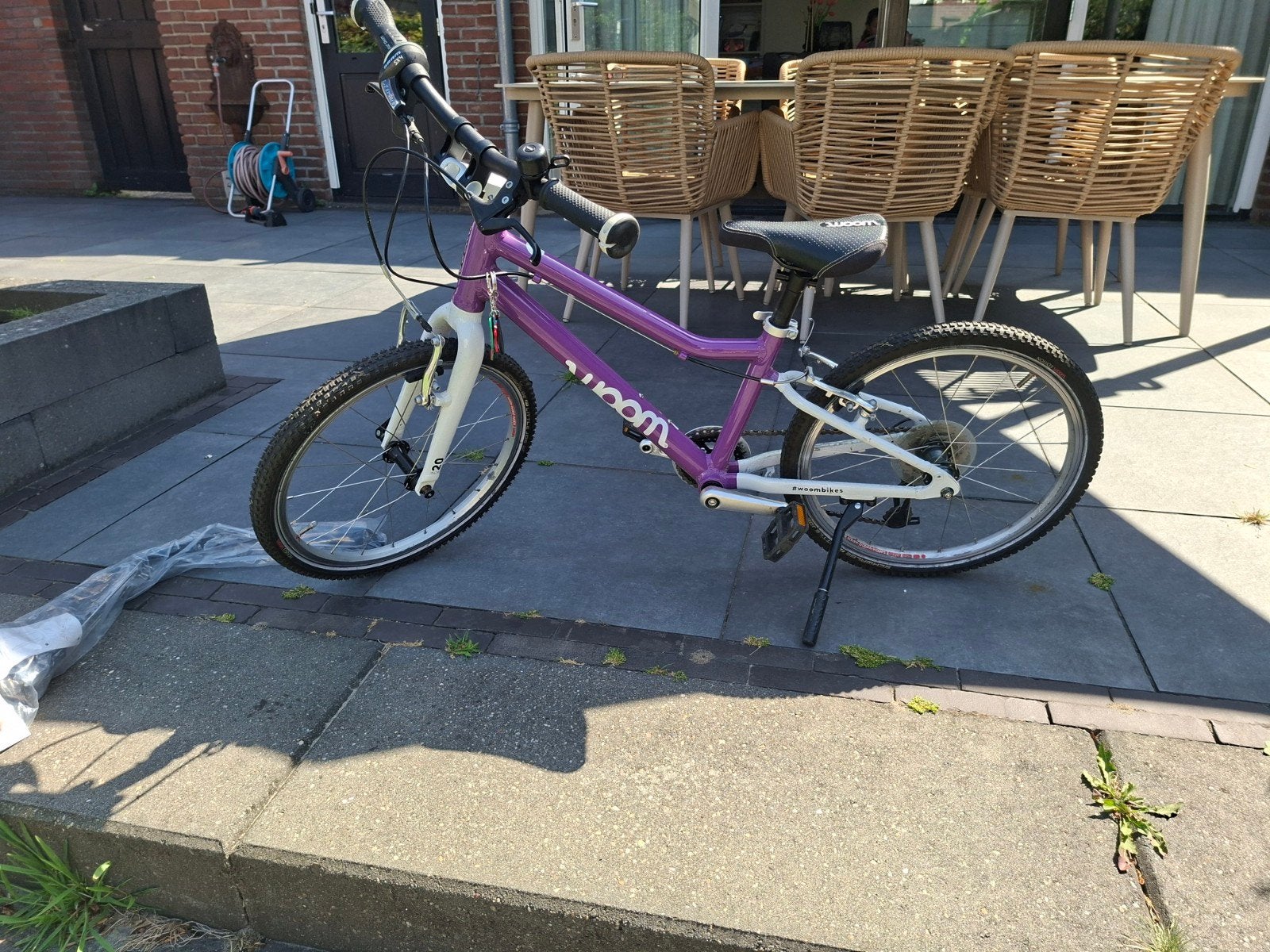 Woom 4 kinderfiets paars - 20 inch, Ophalen, Gebruikt, 20 inch of meer