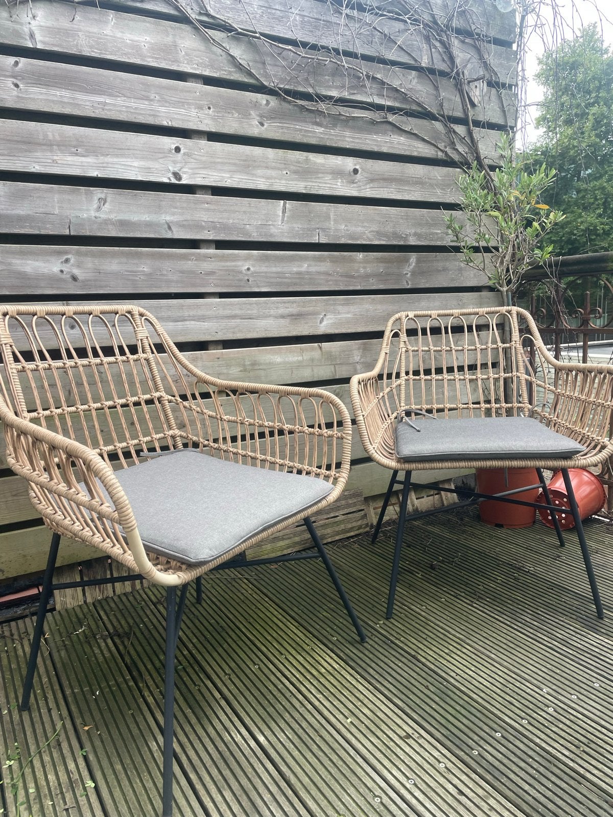 Leenbakker buitenstoelen met kussens, Tuin en Terras, Ophalen, Gebruikt, Wicker
