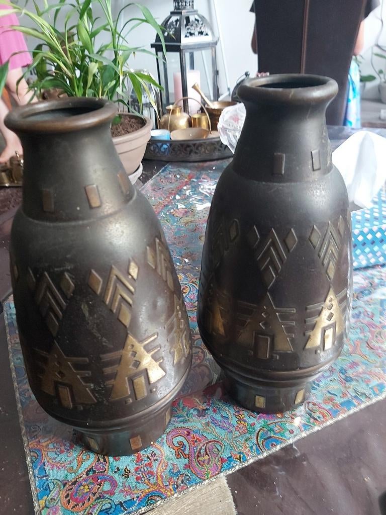 2 x Antiek bloemen vas, Ophalen