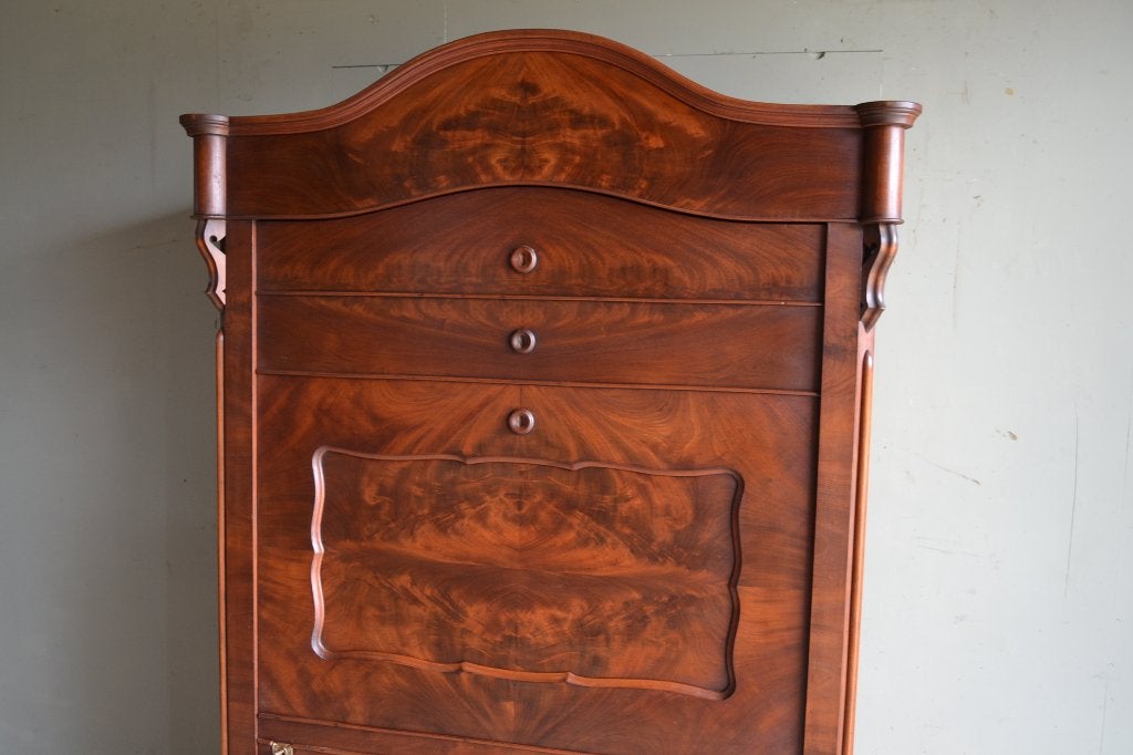 Prachtige antieke mahonie houten eendeurs secretaire kast., Antiek en Kunst, Verzenden