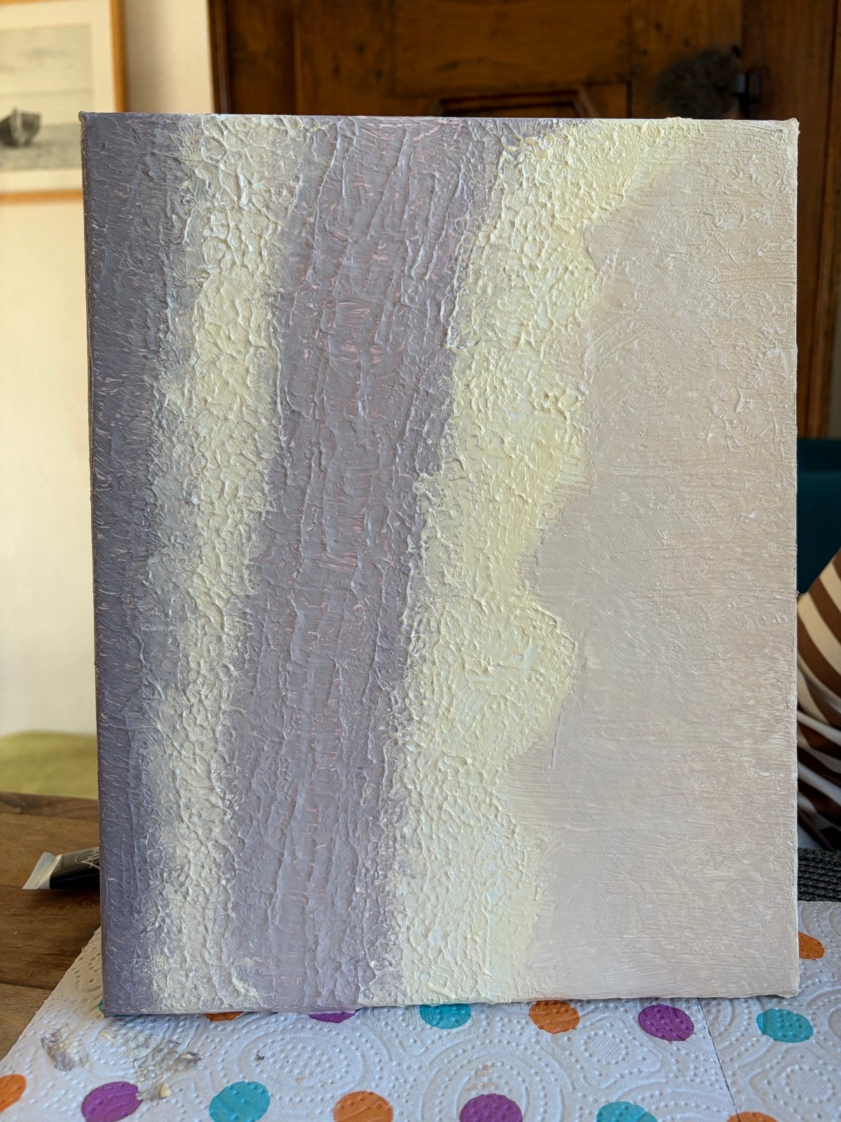 Abstract Schilderij: Textuur en Zachte Kleuren, Ophalen of Verzenden