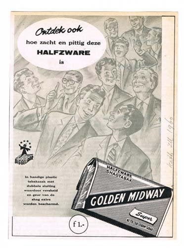 Biggelaar - Adv Golden Midway Tabak - uit Tijdschrift 1960, Ophalen of Verzenden, 1940 tot 1960, Knipsel(s)