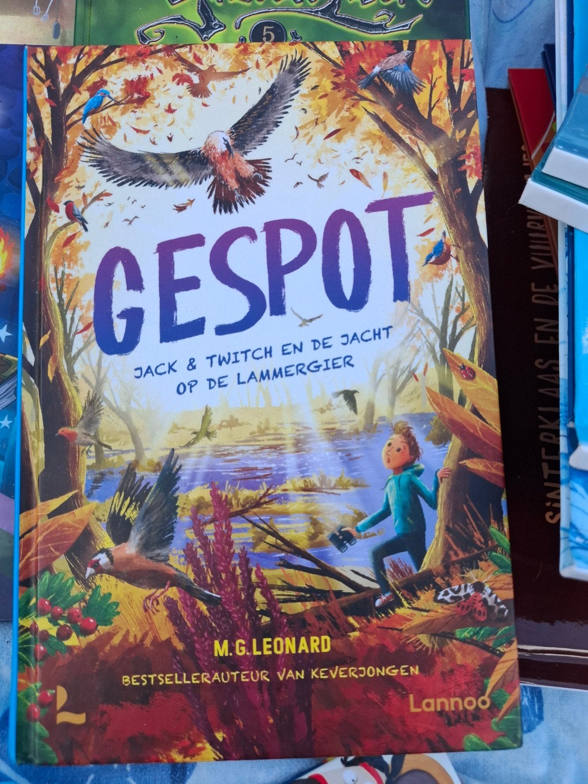 Gespot: Jack & Twitch en de jacht op de Lammergier, Ophalen of Verzenden, Zo goed als nieuw, M.G. Leonard, Fictie algemeen