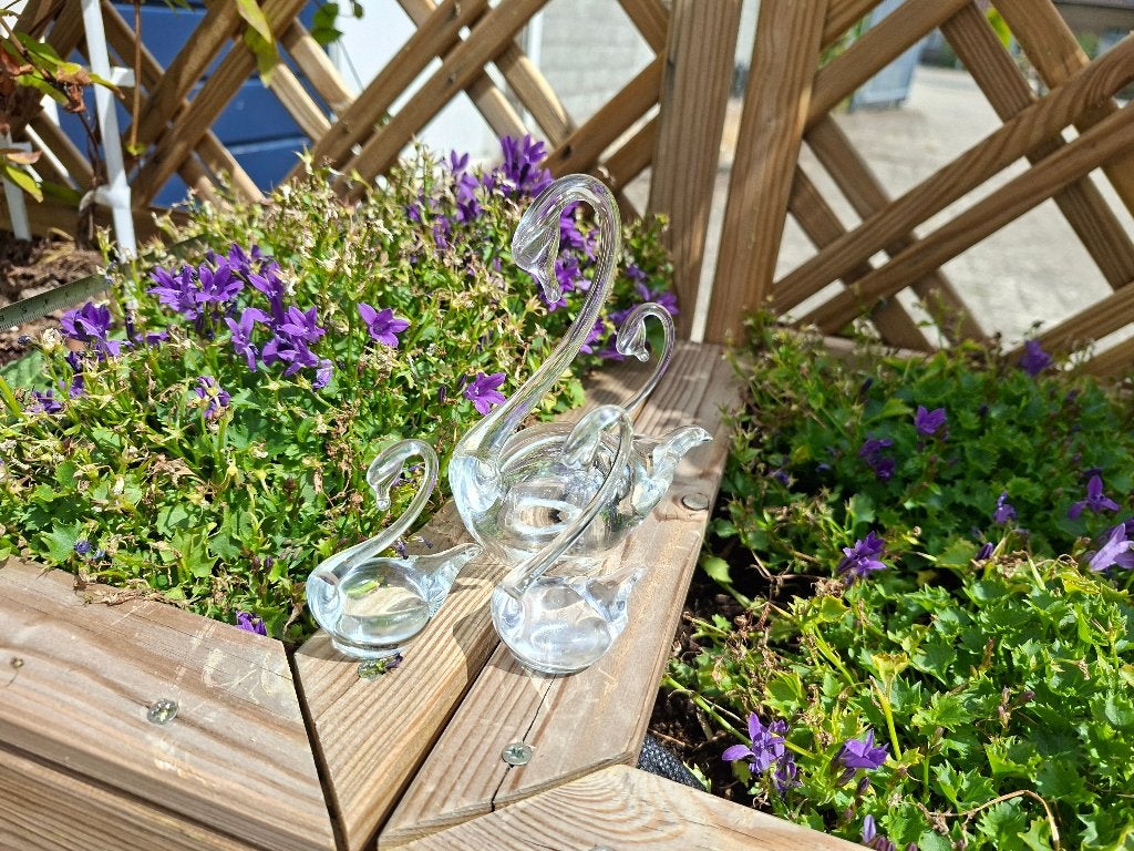 4 delig vintage glazen zwanen set, Ophalen of Verzenden, Zo goed als nieuw, Dier