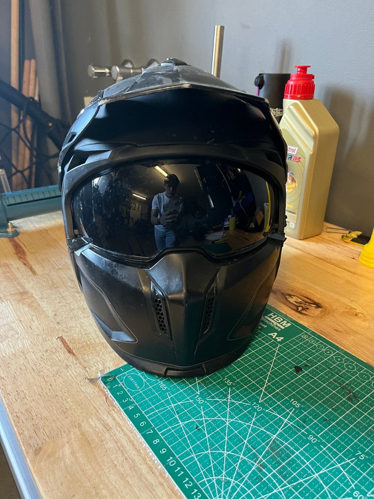 MT Helmets streetfighter- Zwart, Maat L, Motoren, Ophalen, Tweedehands, Offroadhelm, Overige merken