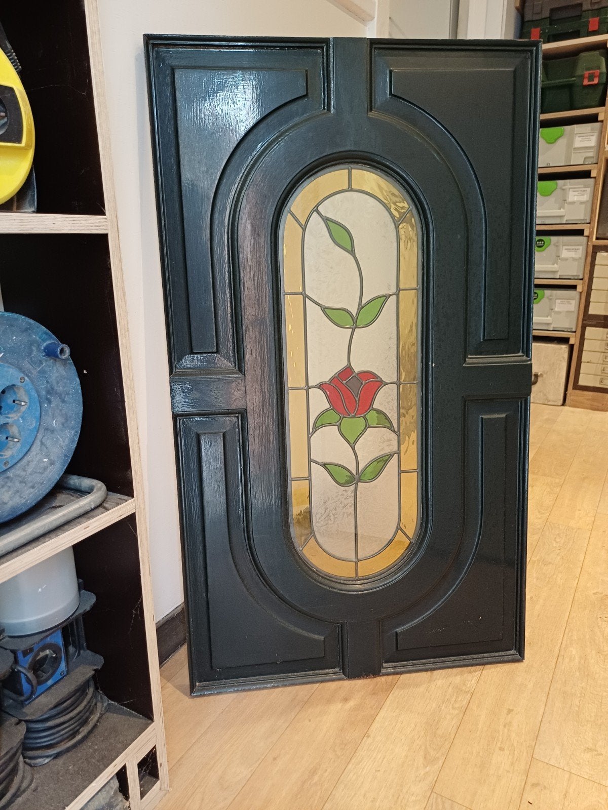 Paneel met glas in lood raam in isolatieglas, Doe-het-zelf en Verbouw, Ophalen, Gebruikt, Minder dan 80 cm, Minder dan 200 cm