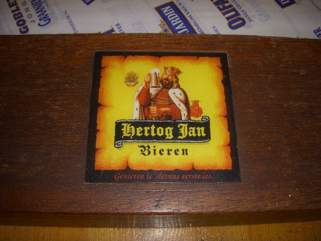 Houten bak voor papier Hertog Jan bier, slijterij, Ophalen of Verzenden, Gebruikt, Overige typen, Hertog Jan