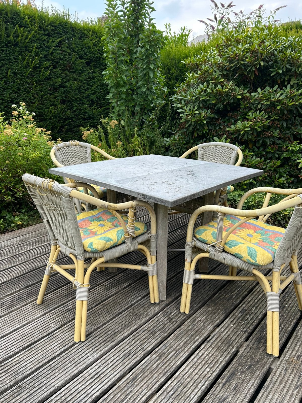 Tuinset met onverwoestbaar teakhouten onderstel, Ophalen, Zo goed als nieuw, Teakhout