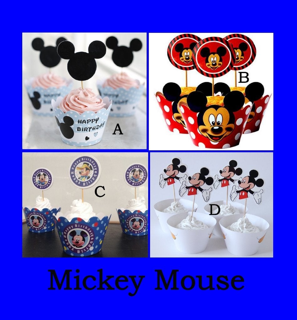 Diverse MICKEY MOUSE Cupcakehouders&toppers pak/24 st, Verzenden, Nieuw, Cupcakes, Versiering