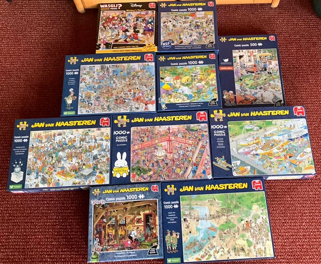 Jumbo puzzels van 1000 stukjes Jan van Haasteren en Disney, Ophalen of Verzenden, 500 t/m 1500 stukjes, Zo goed als nieuw
