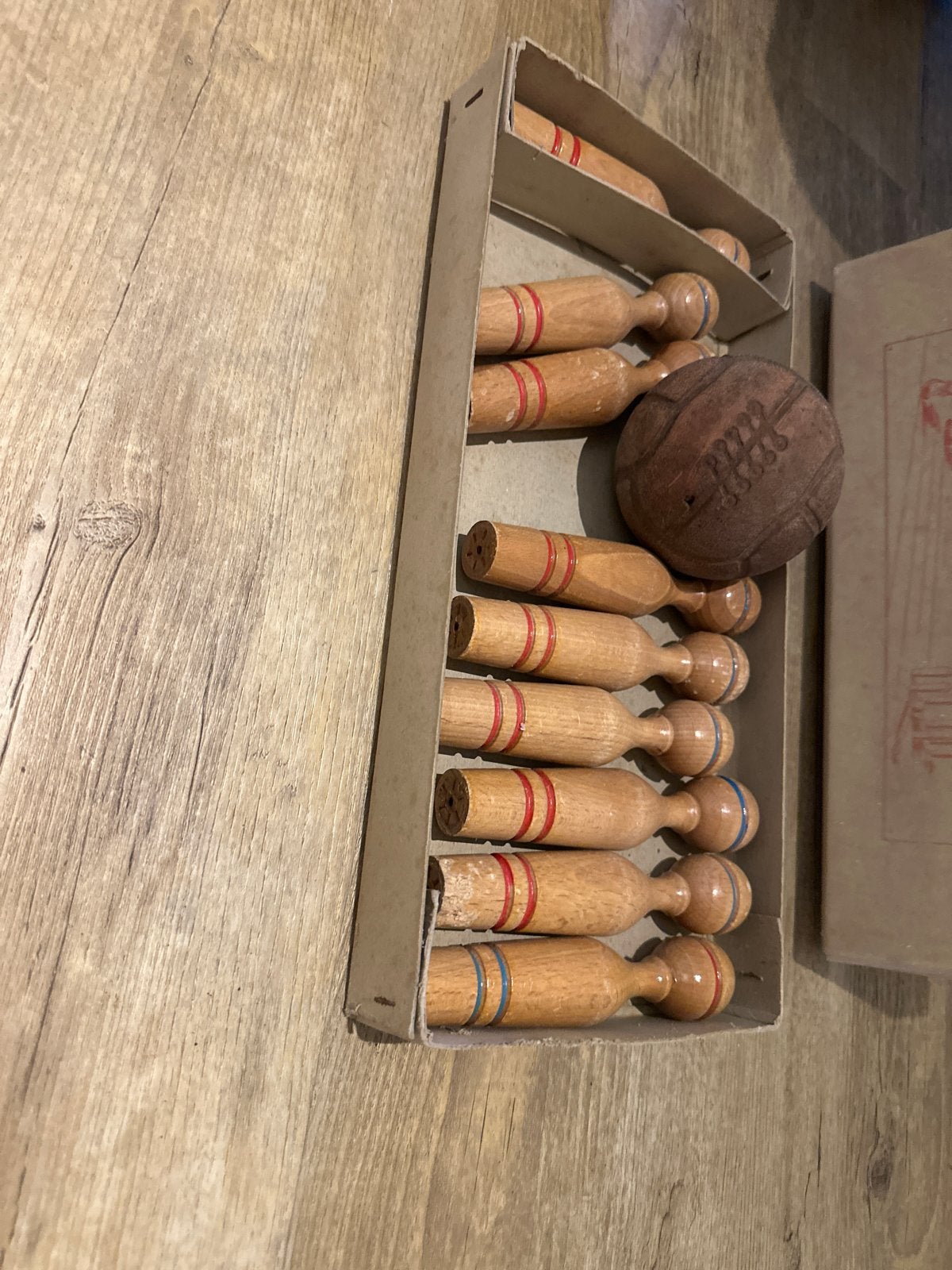 Vintage houten kegelspel met bal, Ophalen of Verzenden, Gebruikt, Jongen of Meisje