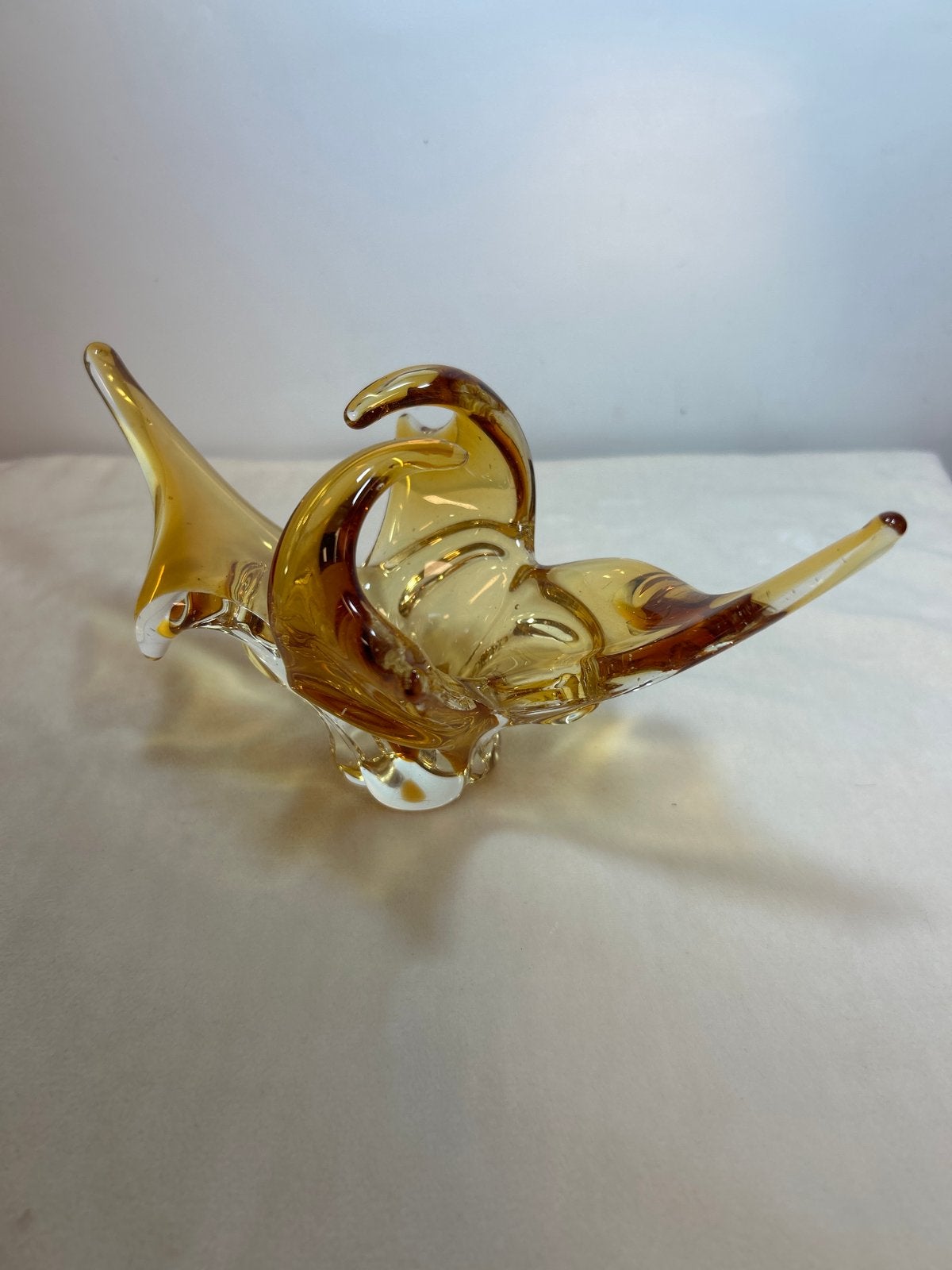 Glazen schaal in de vorm van een vogel, amberkleurig, Ophalen of Verzenden