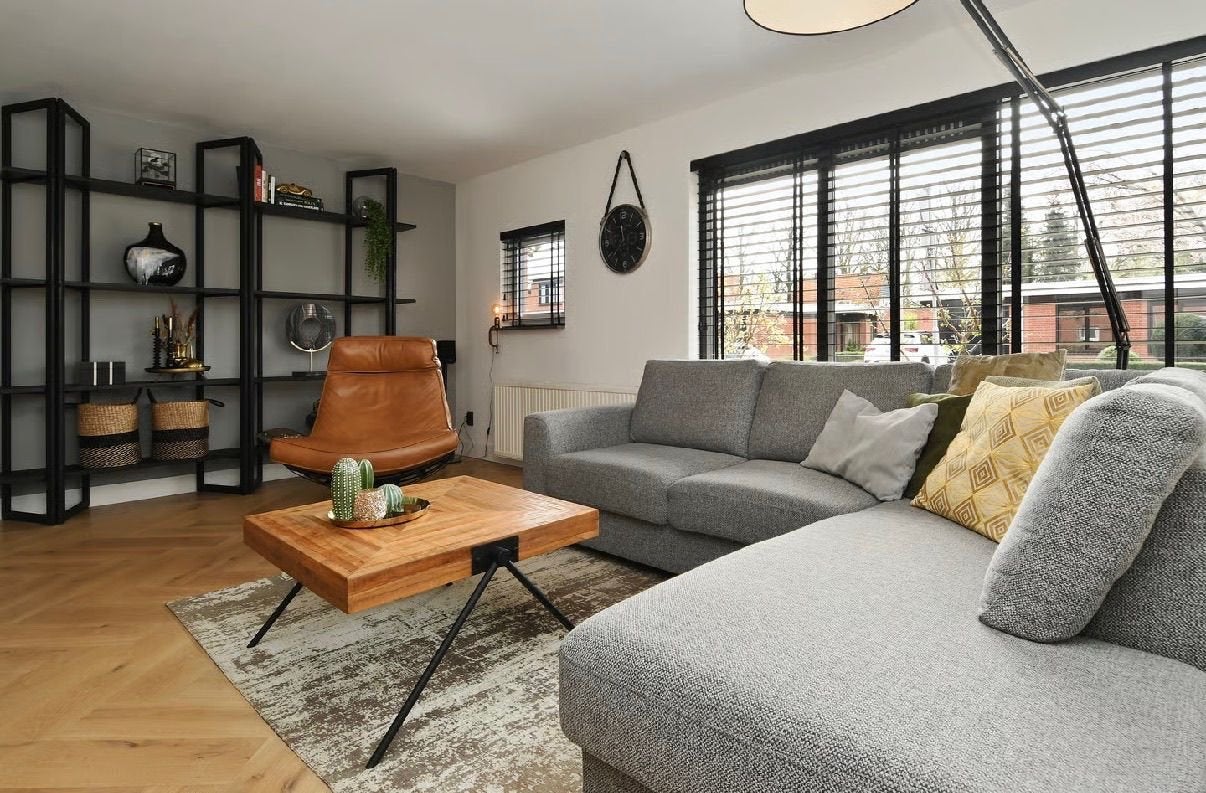 Industriële vakkenkast / roomdivider zwart – 240 cm breed, Ophalen, Met plank(en), Gebruikt, 200 cm of meer