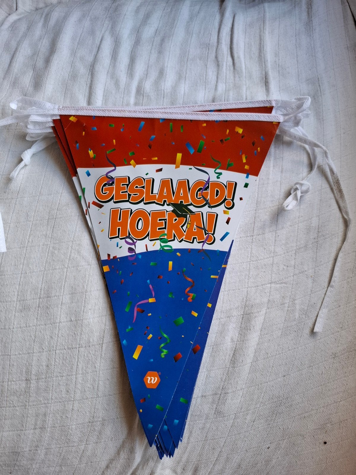 Geslaagd! Hoera! Feestelijke vlaggenlijn, Ophalen of Verzenden, Nieuw, Versiering, Verjaardag